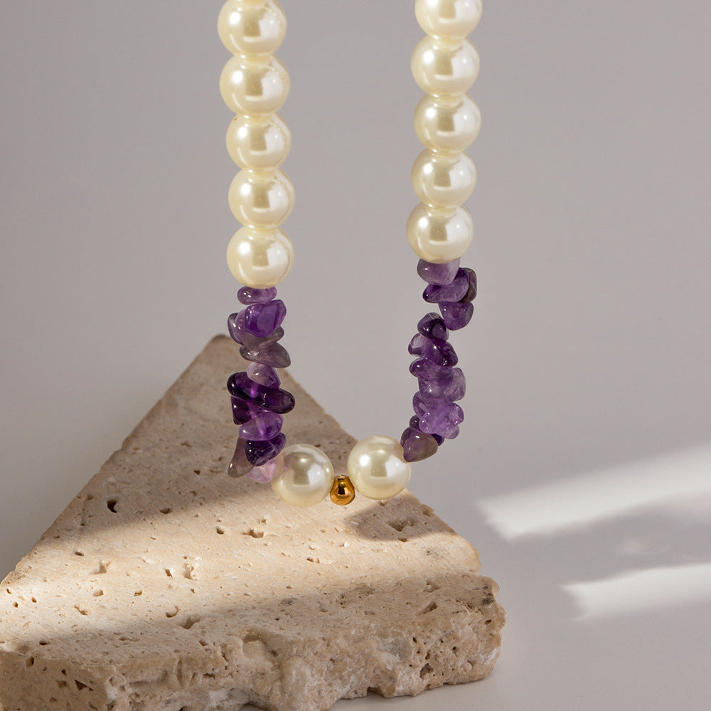 Regal Radiance Pearl and Amethyst Necklace