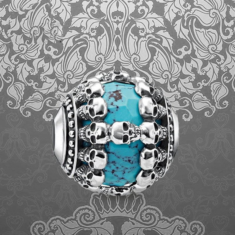 Skulls and Turquoise Charm