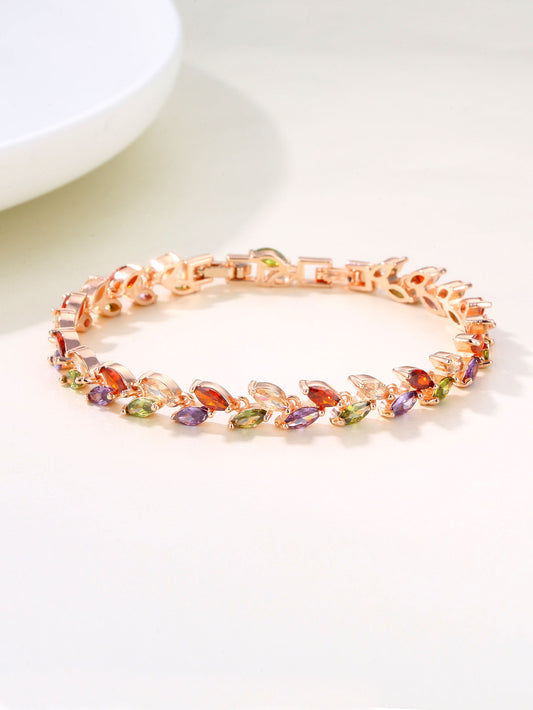 Colorful Crystal Willow Leaf Bracelet by Metopia Designs