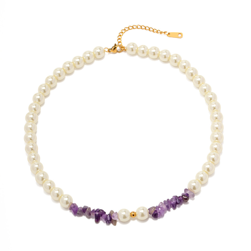 Regal Radiance Pearl and Amethyst Necklace