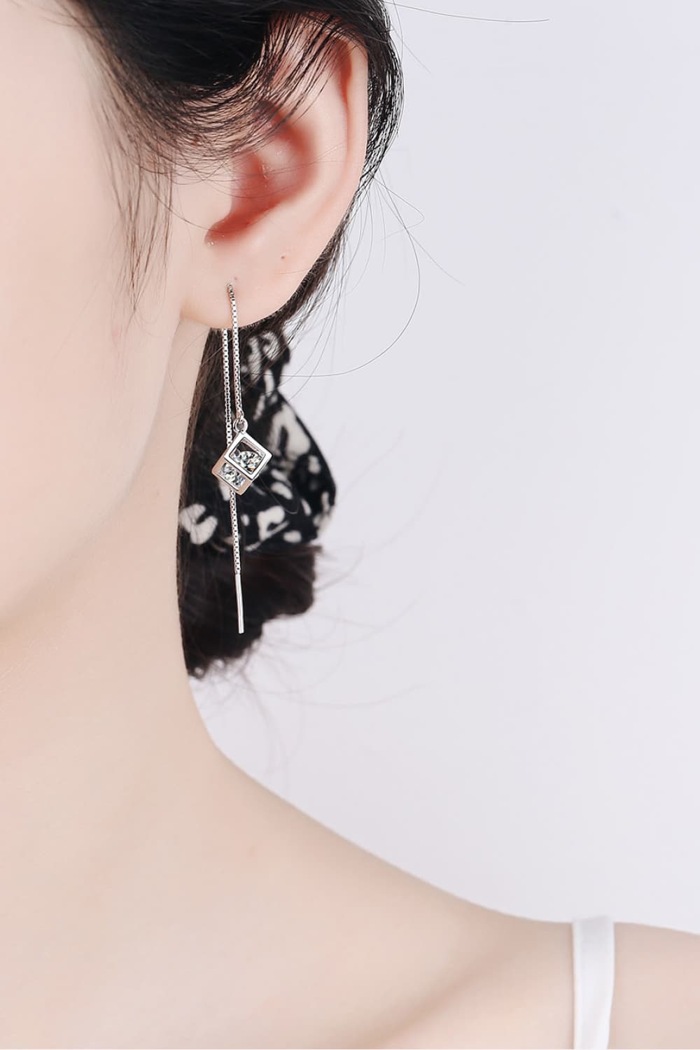 Gem in a Box Threader Earrings by Metopia Designs